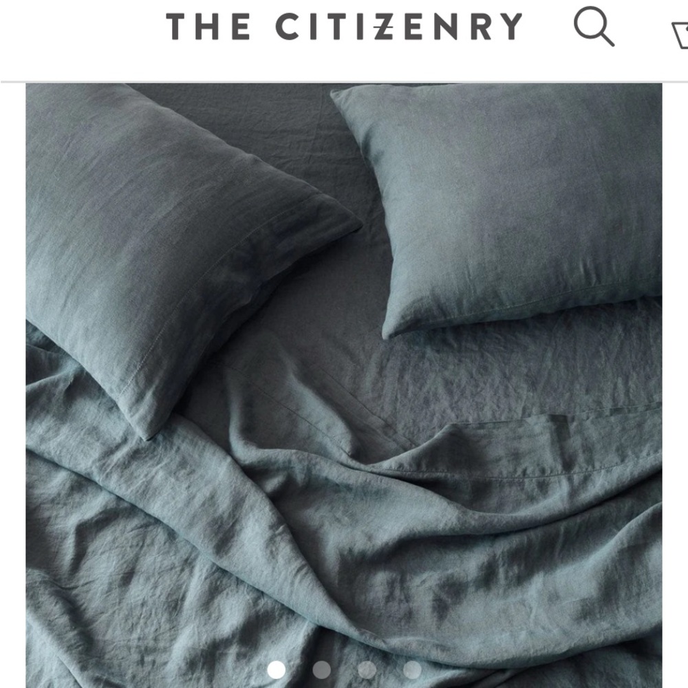 The Citizenry stonewashed linen duvet cover in Aegean